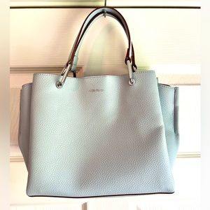 Anne Klein top-handle satchel - light blue with silver metal detail